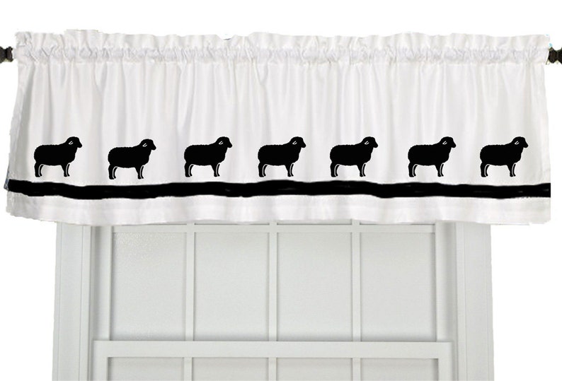 Sheep Window Valance Curtain Your Choice of Colors Homemade Decor image 1