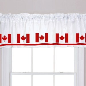 Canadian Flag Window Valance Customizable Window Treatment - Your Choice of Colors Homemade Decor Maple Leaf l&#39;Unifolié Valance