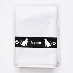 Cat Kitty Sitting Hand Towel in Your Choice of Colors -  With or without name!