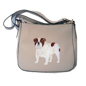 Bulldog Hand Painted Hobo Bag / Tote/ Purse / Handbag / Wearable Art - One of a Kind