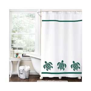 Sea Turtle Shower Curtain - Bathroom Decor In Your Choice of Colors Beach Ocean Bath Tropical Island