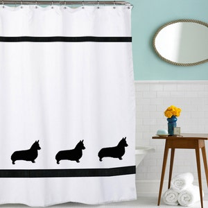 Pembroke Corgi Dog Shower Curtain in Your Choice of Colors image 1