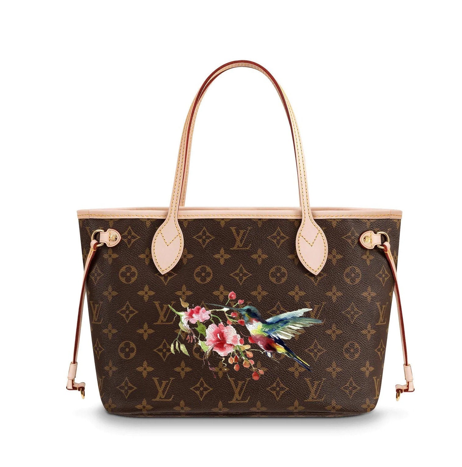 Louis Vuitton Custom Painted with Lotus Floral in Pink Artwork