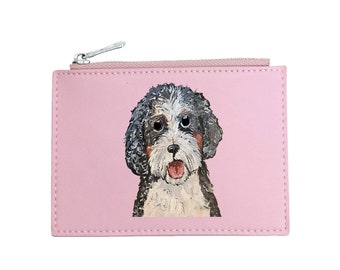 Bernedoodle Bernadoodle Puppy Bernese Mountain Dog Hand Painted Coin Purse Wallet - Wearable Art - One of a Kind