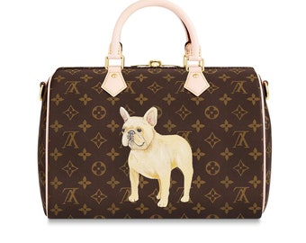 Custom Painted Dog on YOUR LV Luxury Hand Painted Handbag 