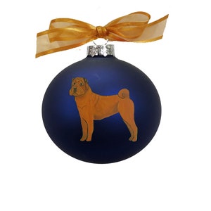 Chinese Shar Pei Dog Hand Painted Christmas Ornament (Glass) Ball Bulb Bauble - Can Be Personalized with Name