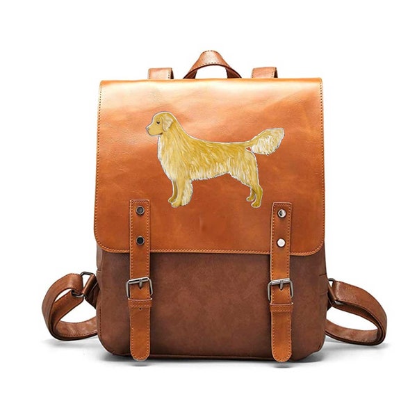 Golden Retriever Dog Hand Painted Backpack Rucksack / Bag / Handbag - One of a Kind (Unisex, Men's Women's)