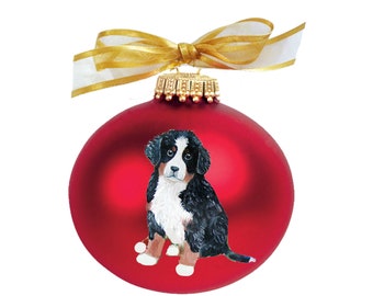 Bernese Mountain Dog Puppy Dog Hand Painted Christmas Ornament - Personalized Christmas Ornament -  Can Be Custom From Photo (Not Digital)