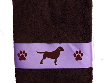 Labrador Retriever Dog Heavy Cotton Bath Towel - Dogs and Paws with or without name