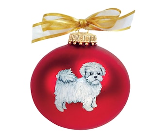 Maltese Puppy Dog Hand Painted Christmas Ornament - Personalized Christmas Ornament -  Can Be Custom From Photo (Not Digital)