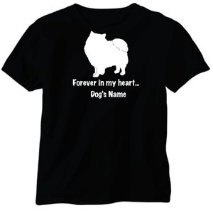 American Eskimo Dog - Forever in my heart with Name - Rainbow Bridge Memorial Tshirt