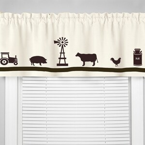 Farm Farmhouse Rustic Country Cow Pig Window Valance in Your Choice of Colors Custom Decor