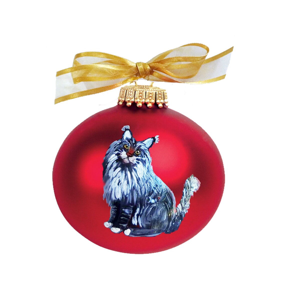 Maine Coon Cat Hand Painted Christmas Ornament Personalized Etsy