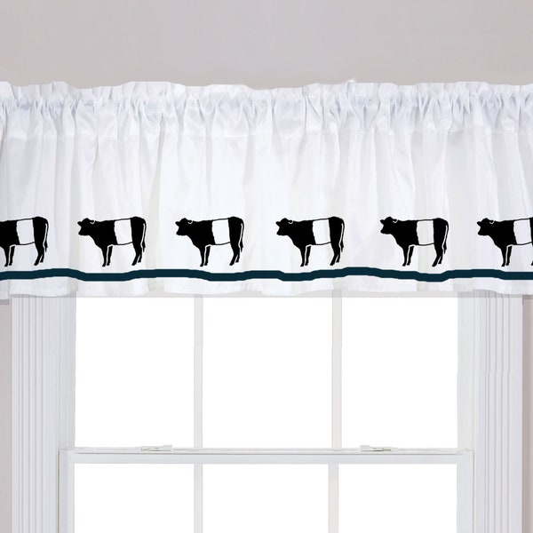 Belted Galloway Cow Farmhouse Farm Country Cottage Kitchen Window Valance / Window Treatment - In Your Choice of Colors Homemade Decor