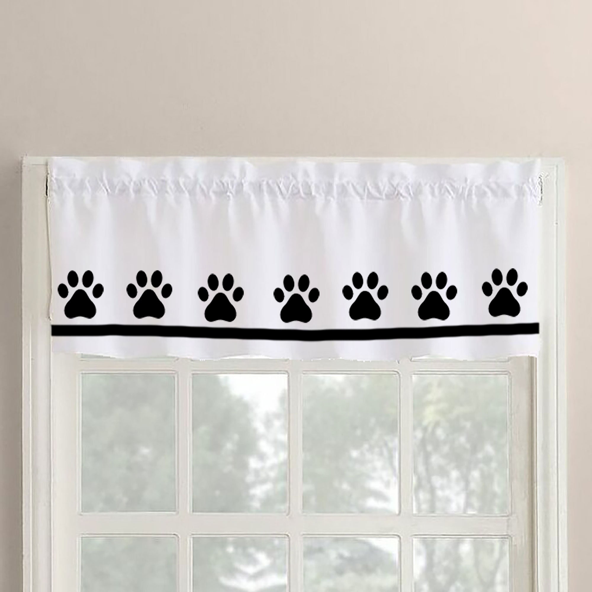 VOGOL Birds Print Kitchen Curtain Valance - 52x18 Inch, Faux Linen Rod Pocket Window Panel - View #6