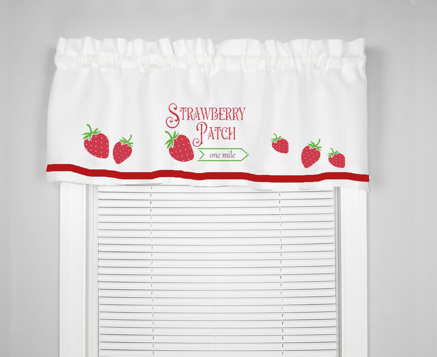 Strawberry Patch Country Farmhouse Berry Window Valance Curtain - Your Choice of Colors Homemade Decor - Etsy