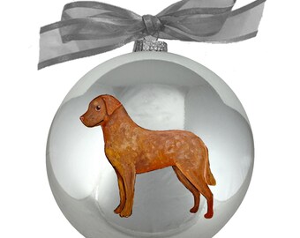 Chesapeake Bay Retriever Chessie Dog Hand Painted Christmas Ornament - Personalized Christmas Ornament Glass Bulb (Not Digital)