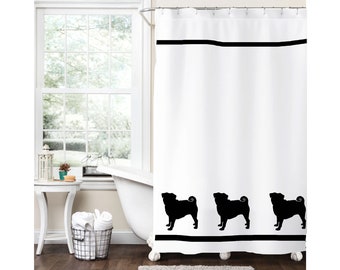 Pug Puggle Dog Shower Curtain - Bathroom Decor In Your Choice of Colors