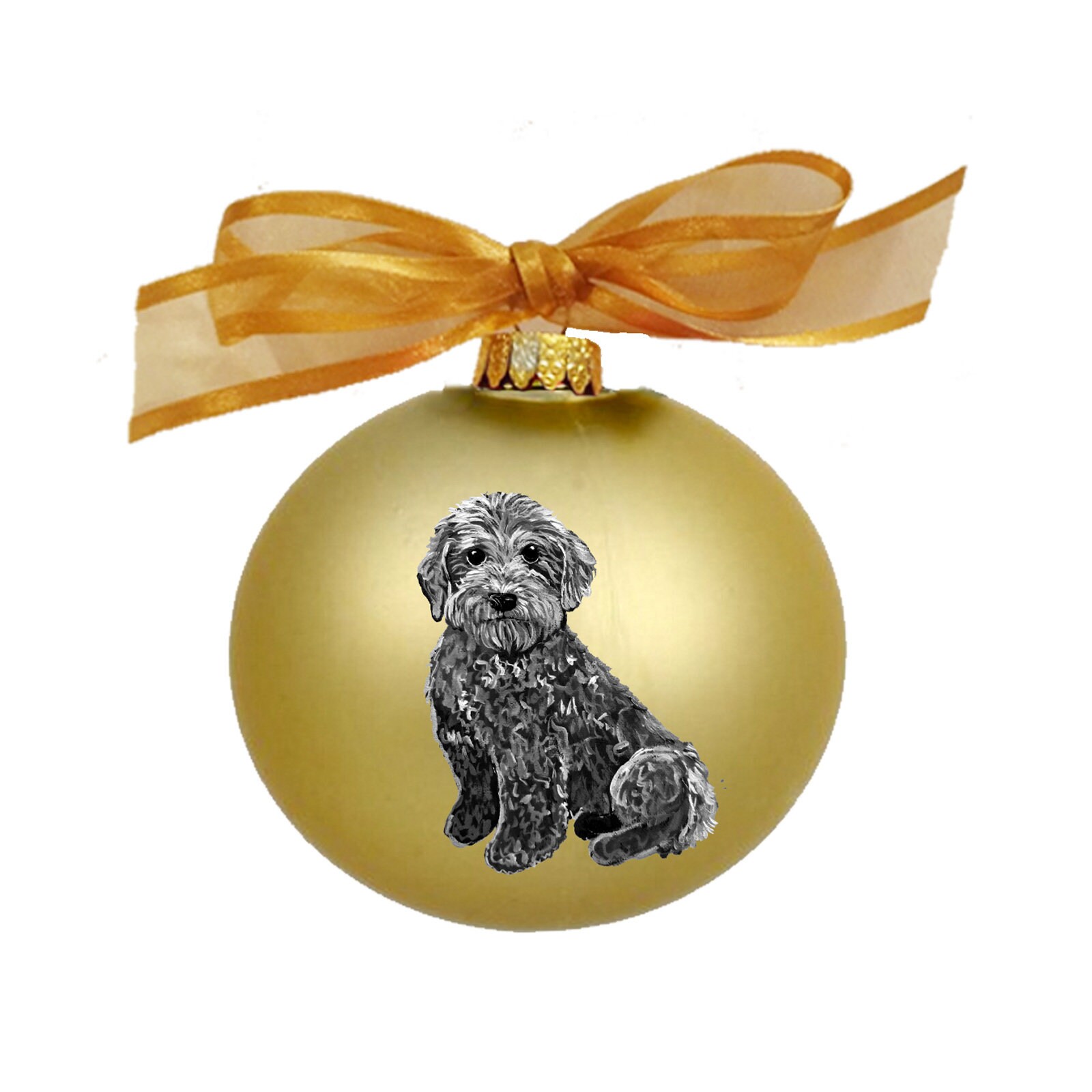 Goldendoodle Labradoodle Black Puppy Dog Hand Painted Christmas