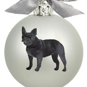 French Bulldog Black Frenchie Dog Hand Painted Christmas Ornament - Personalized Christmas Ornament Glass Bulb (Not Digital)