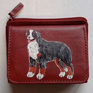 Bernese Mountain Dog Hand Painted Dog  Wallet - Red