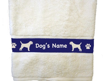 Border Terrier Dog Bath Towel Personalized with Your Dog's Name -  Your Choice of Colors