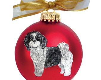 Shih Tzu Puppy Dog Hand Painted Christmas Ornament - Personalized Christmas Ornament -  Can Be Custom From Photo (Not Digital)