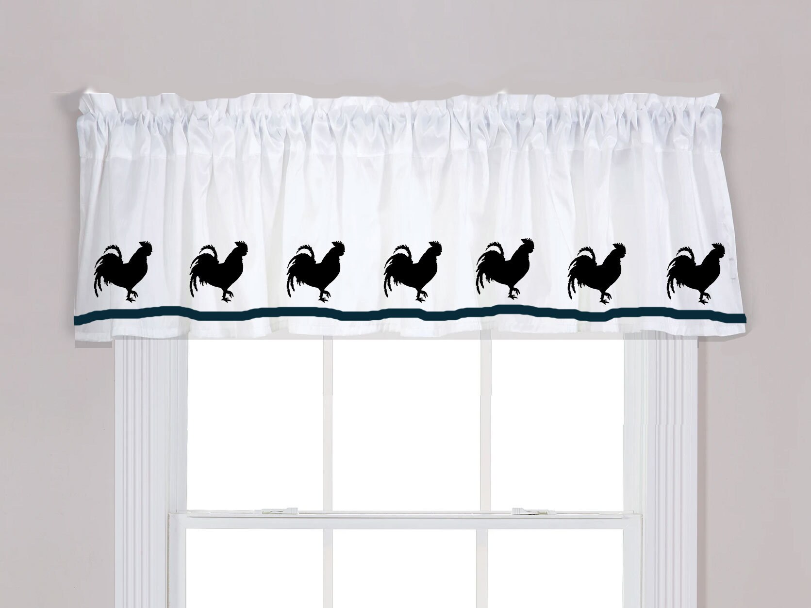 Chicken Rooster Country Farmhouse Farm Animal Kitchen Window Valance Decor