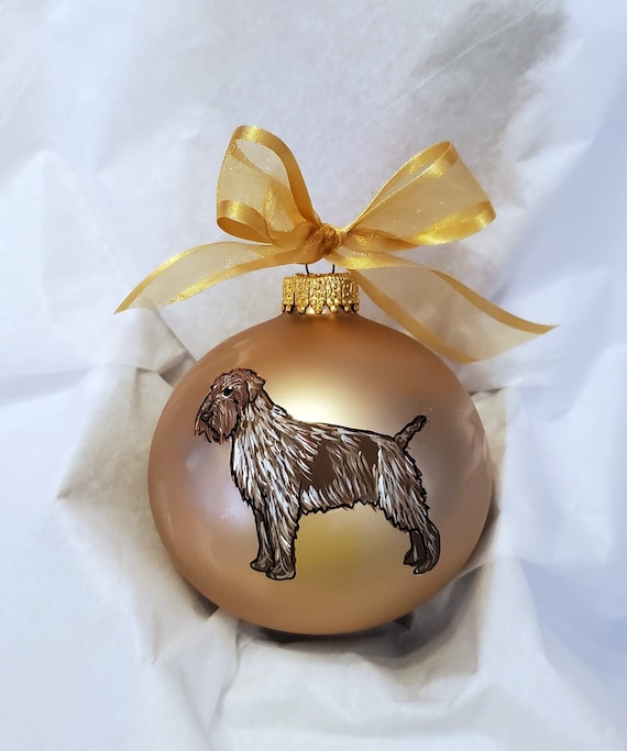 Wirehaired Pointing Griffon Dog Hand Painted Christmas Ornament