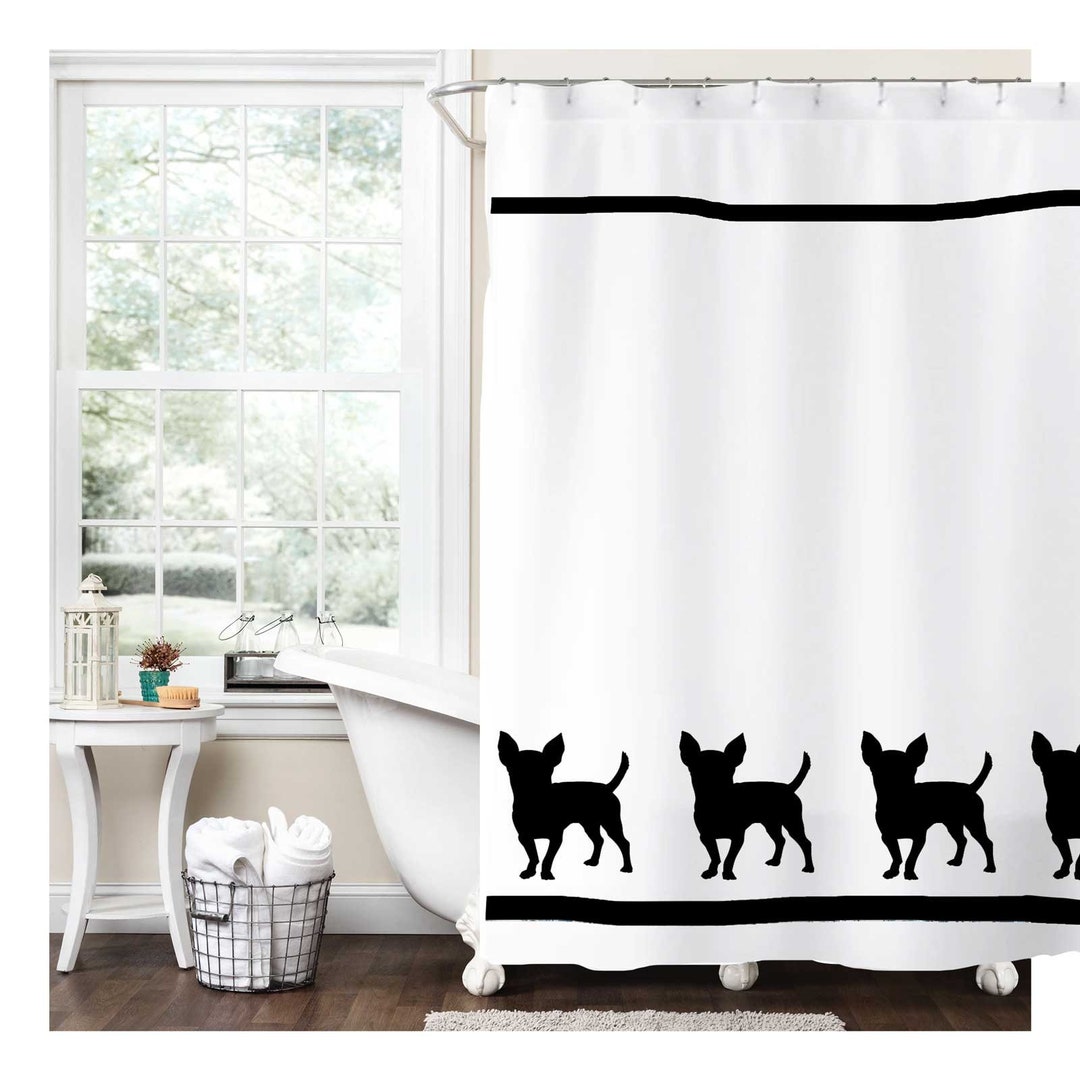 Chihuahua Dog Bath Set Shower Curtain, 2 Bath Towels, 2 Hand Towels in YOUR Choice of Colors