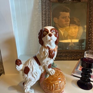 Staffordshire Style Ceramic Dog on Ball