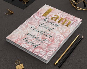 Floral Leaf Hardcover Journal, Positive Affirmations, Empowering Diary