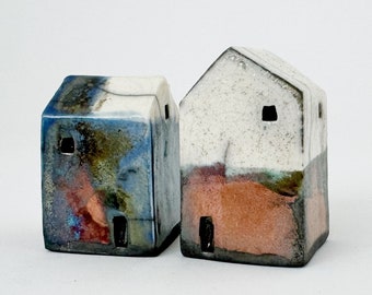 Tiny Abandoned Raku Buildings, "Van Horn"- Handmade Ceramics