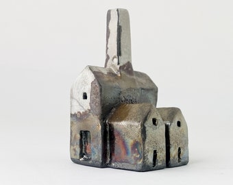 Small Abandoned RAKU Factory with Smoke Stack "The Pottery" - Handmade Ceramics