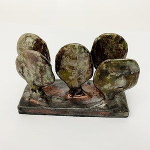 Tiny RAKU Forest &quot; Fall Oaks&quot;  - Hand Made Ceramics