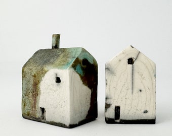 Tiny Abandoned Raku Buildings, "Lockwood"- Handmade Ceramics