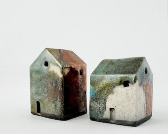 Tiny Abandoned Raku Buildings, "Wila, New Madrid County"- Handmade Ceramics