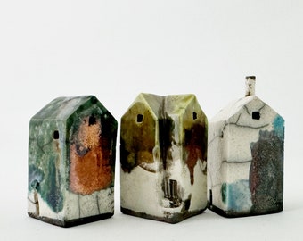 Tiny Abandoned Raku Buildings, "Lickskillet"- Handmade Ceramics