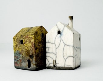 Tiny Abandoned Raku Buildings, "Ozark"- Handmade Ceramics