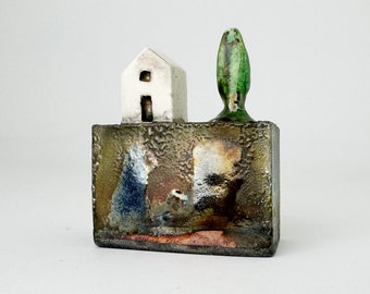 Tiny RAKU, Abandoned "Mossy Hill Farm" - Hand Made Ceramics