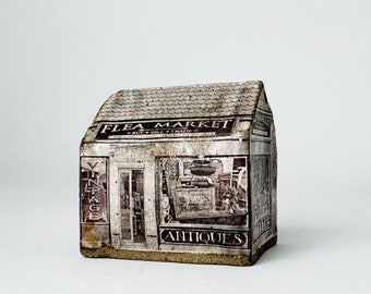 Small Ceramic Building, Art House " The Flea Market" with Architectural Imagery - Handmade Ceramics