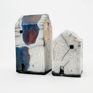 Tiny Abandoned Raku Buildings, &quot;Halfway&quot;- Handmade Ceramics