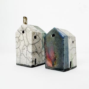 Tiny Abandoned Raku Buildings, &quot;Saint Annie&quot;- Handmade Ceramics