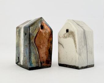 Tiny Abandoned Raku Buildings, "Little Compton"- Handmade Ceramics