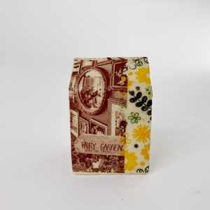 Small Ceramic Art House Live Like Flowers with Vintage Transfer Imagery and Quote Hand Made Ceramics image 3