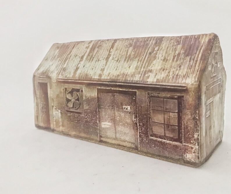 Long & Small Abandoned Warehouse, Ceramic Building with Architectural Imagery image 2