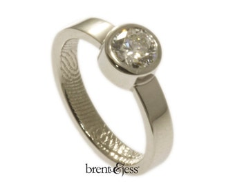 Platinum and Diamond Fingerprint Engagement Ring