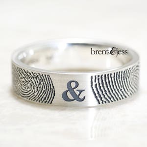 You&Me Forever Your Actual Fingerprint Wedding Ring in Sterling Silver Handmade in the USA