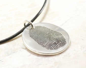 Your Actual Finger Print Necklace in Sterling Silver a beautiful piece of Fingerprint jewelry