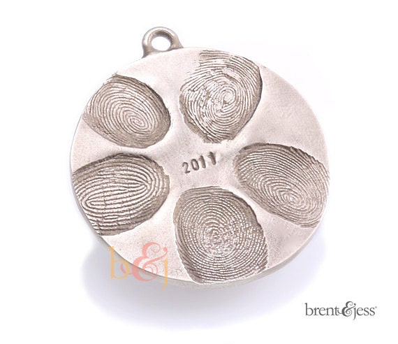 Disque en Famille sur Mesure Ornement Bronze avec Jusqu'à 5 Empreintes Digitales